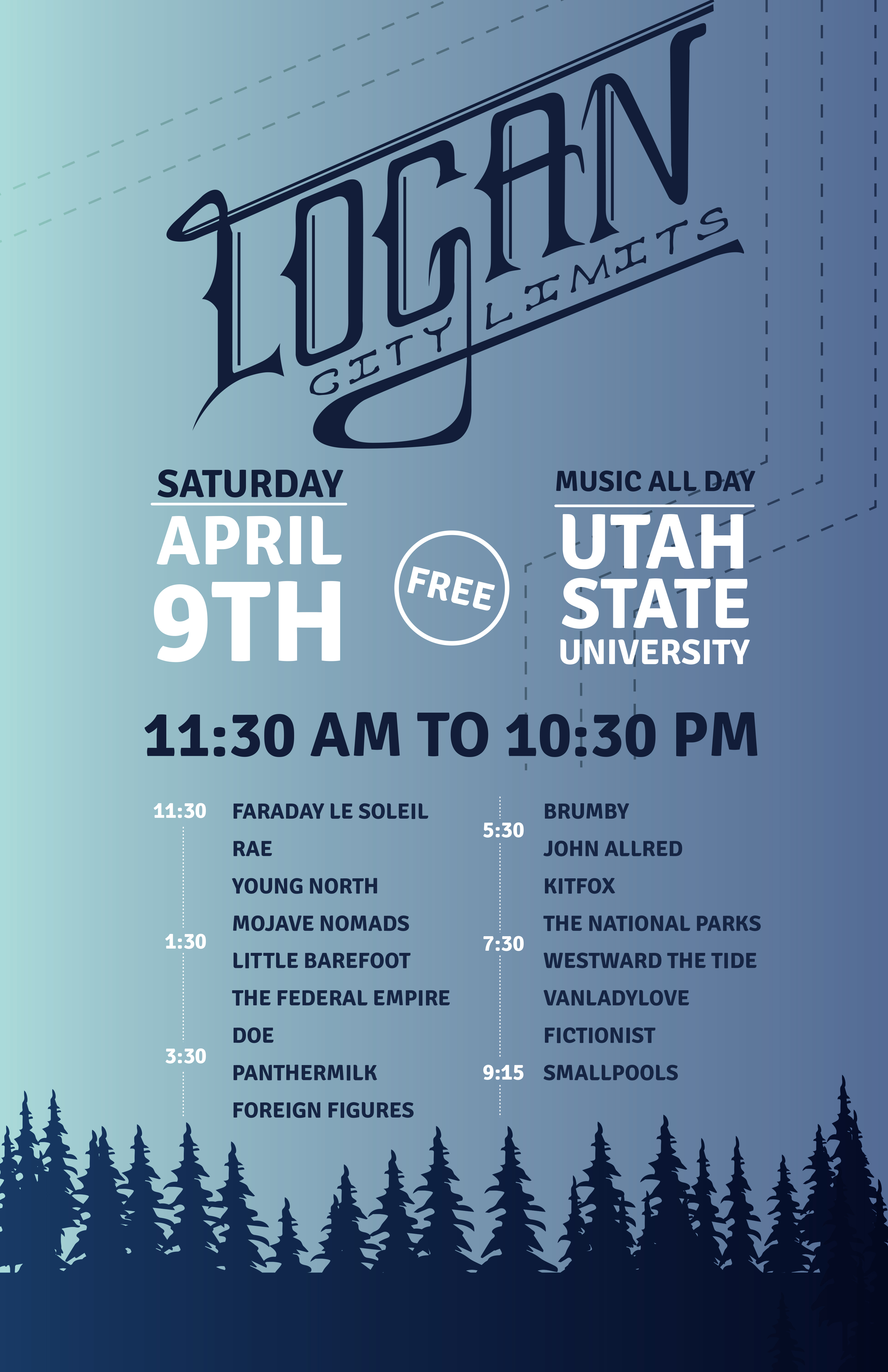 Logan City Limits Music Festival featuring Smallpools, The National Parks, Westward the Tide and many local bands from Utah, Las Vegas and California. Utah State University April 9th, 2016.